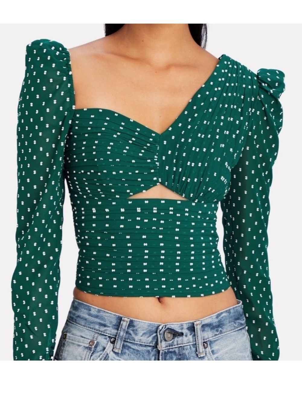 NWT $330 Self-Portrait Plumetis Polka-dot Green Blouse ~ Size 2 ~ GORGEOUS! πΊ